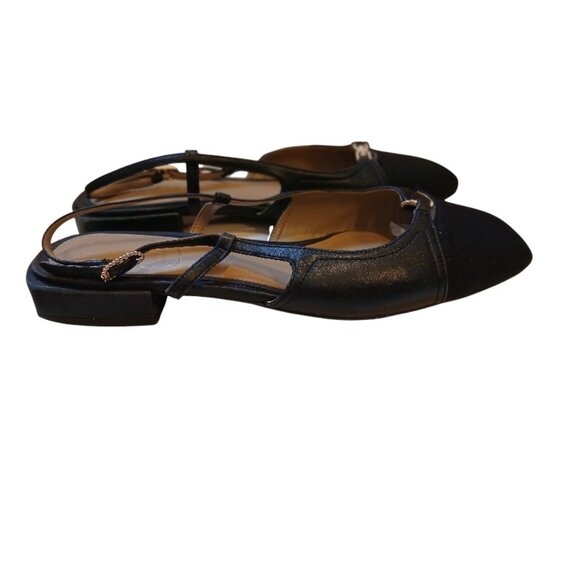 SAM EDELMAN Black Leather Flat Slingbacks Square Toe - Like New - Picture 5 of 11
